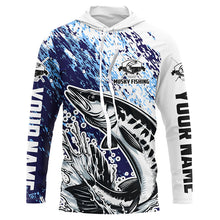 Load image into Gallery viewer, Custom Musky Fishing Jerseys, Muskie Long Sleeve Performamce Fishing Shirts For Adult And Kid | Blue IPHW5594