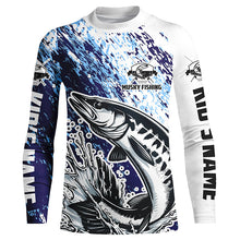 Load image into Gallery viewer, Custom Musky Fishing Jerseys, Muskie Long Sleeve Performamce Fishing Shirts For Adult And Kid | Blue IPHW5594