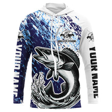 Load image into Gallery viewer, Custom Walleye Fishing Jerseys, Walleye Long Sleeve Performamce Fishing Shirts Adult And Kid | Blue IPHW5595