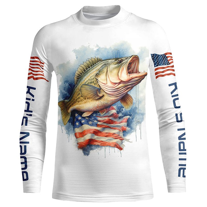 Bass Fishing American Flag Long Sleeve Fishing Shirts, Personalized Pa –  ChipteeAmz