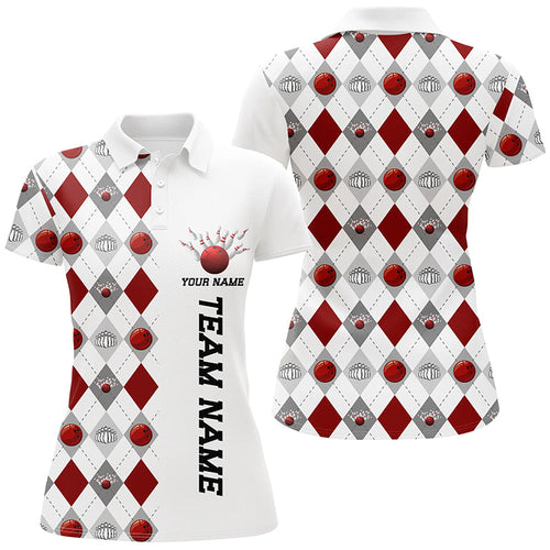 Bowling Argyle Pattern Shirts Bowling Team Jerseys For Women Christmas Bowling Shirts IPHW5484