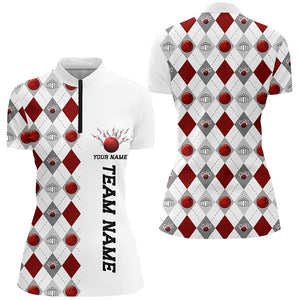 Bowling Argyle Pattern Shirts Bowling Team Jerseys For Women Christmas Bowling Shirts IPHW5484