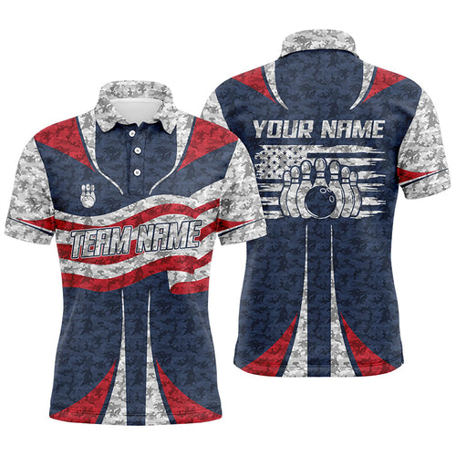 Personalized American Flag Bowling Team Shirts For Men Patriotic Bowling League Outfits IPHW5487