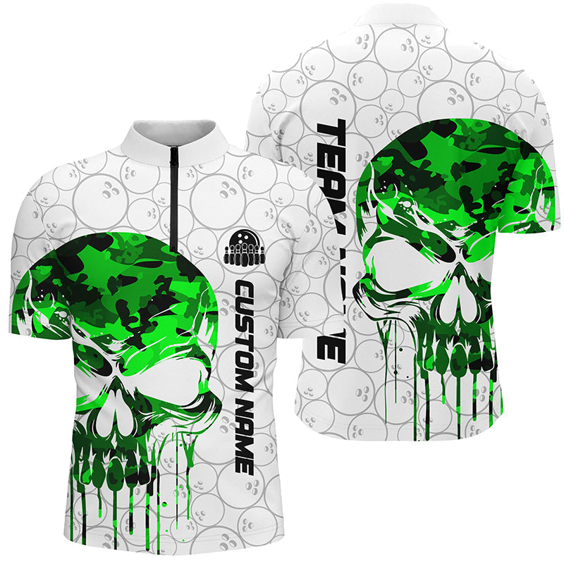 Green Camo Bowling Shirts For Men Custom Bowling Quarter-Zip Shirt Tea –  ChipteeAmz