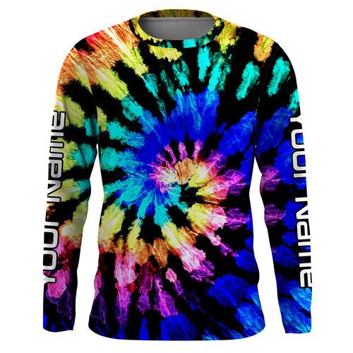 Rainbow Tie dye Custom Long Sleeve performance Fishing Shirts, Fishing Sun Shirts - IPHW2024