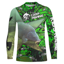 Load image into Gallery viewer, Carp Fishing Green Camo Custom Long Sleeve Fishing Shirts Uv Protection Personalized Fishing Gifts IPH1836
