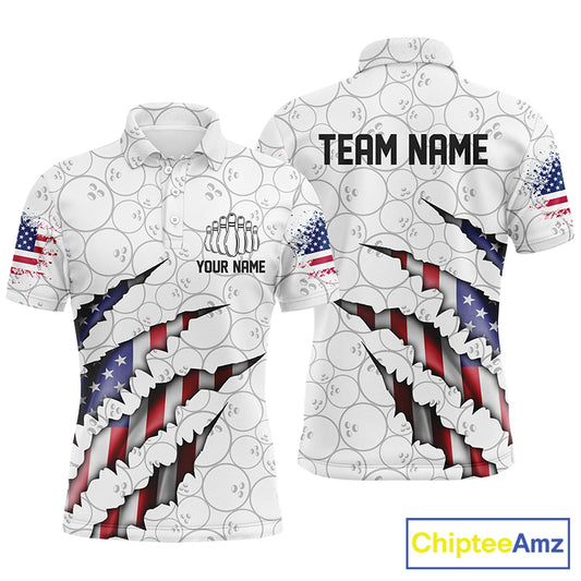 Personalized American Flag Bowling Team Shirts For Men And Women Patriotic Bowling Gifts IPHW5523