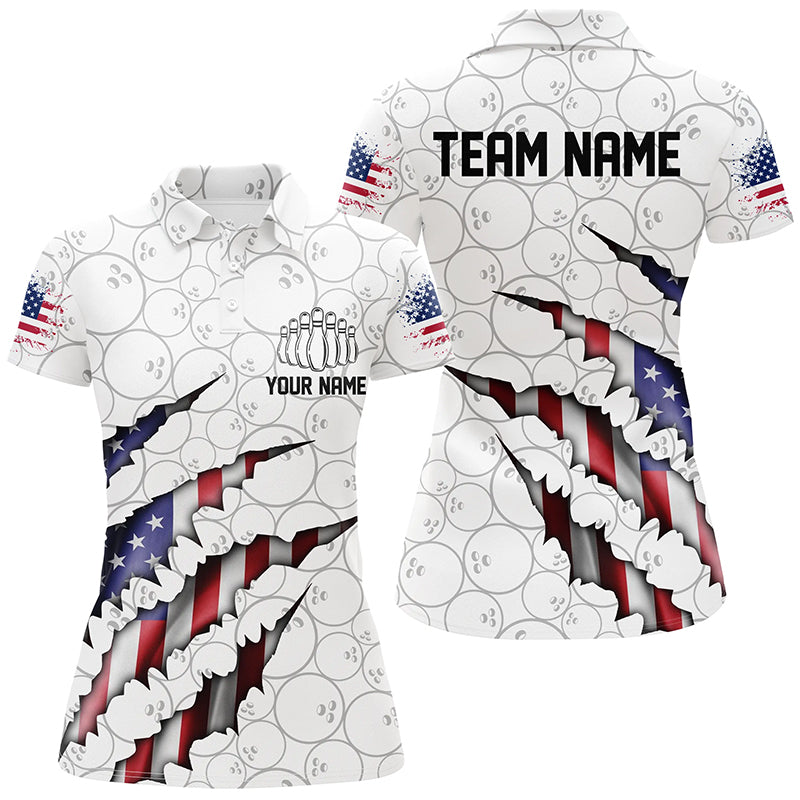 Personalized American Flag Bowling Team Shirts For Women Patriotic Bowling Gifts IPHW5523