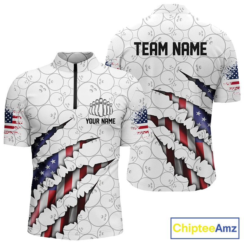 Personalized American Flag Bowling Team Shirts For Men And Women Patriotic Bowling Gifts IPHW5523