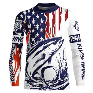 Flame American Flag Custom Tuna Long Sleeve Fishing Shirts, Patriotic Tuna Saltwater Fishing Jerseys IPHW5944