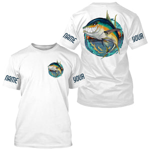 Custom Angry Yellowfin Tuna Fishing jerseys, Tuna Long sleeve performance Fishing Shirts IPHW3397