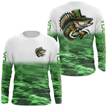 Load image into Gallery viewer, Custom St Patrick&#39;S Day Walleye Long Sleeve Fishing Shirts, St Patty&#39;S Day Walleye Fishing Jerseys IPHW5835