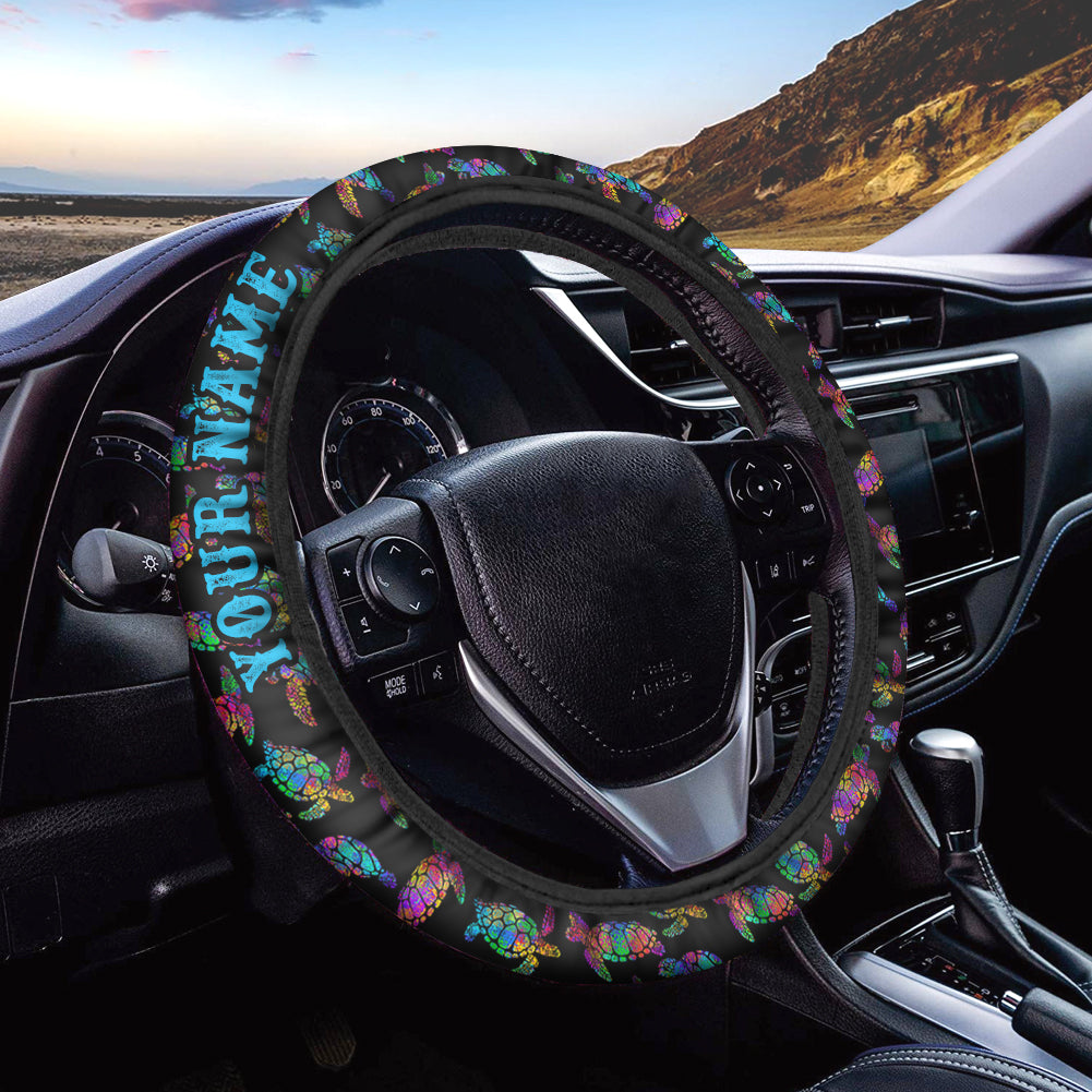 Colorful rainbow sea turtle Custom Steering wheel cover - IPHW1070