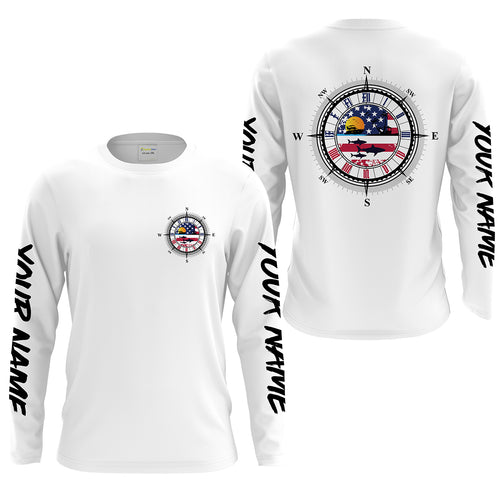 Personalized American Flag Saltwater Fishing Shirts, UV Protection Patriotic Fishing apparel - IPHW1528