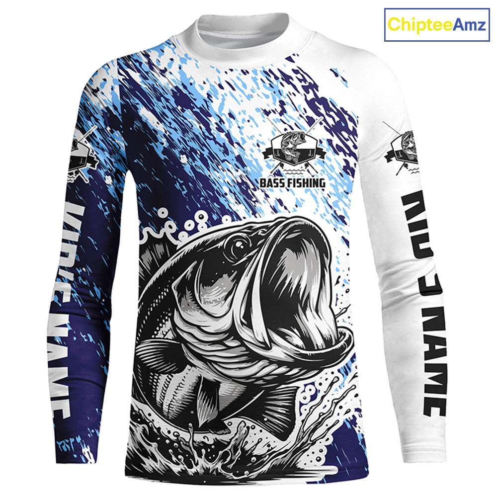 Personalized Bass Long Sleeve Tournament Fishing Shirts, Bass Fishing Jerseys Fishing Gifts IPHW5652