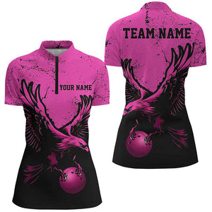 Custom Pink Eagle Men Bowling Team Shirts Grunge Vintage Bowling Team Jerseys Outfits IPHW5847