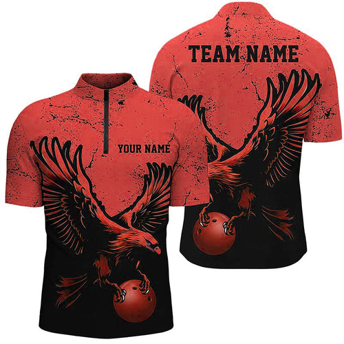 Custom Red Eagle Men Bowling Team Shirts Grunge Vintage Bowling Team Jerseys Outfits IPHW5848