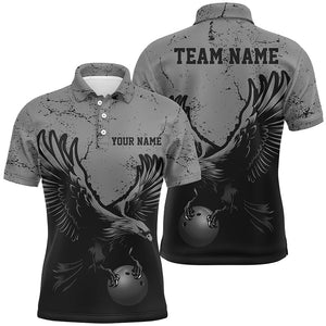 Custom Gray Eagle Men Bowling Team Shirts Grunge Vintage Bowling Team Jerseys Outfits IPHW5849