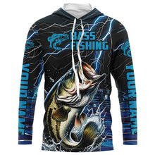 Load image into Gallery viewer, Blue Thunder Lightning Custom Bass Long Sleeve Tournament Fishing Shirts, Bass Fishing Jerseys IPHW5995