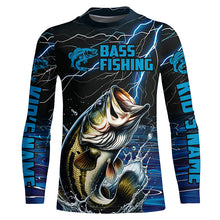 Load image into Gallery viewer, Blue Thunder Lightning Custom Bass Long Sleeve Tournament Fishing Shirts, Bass Fishing Jerseys IPHW5995