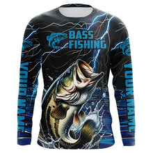 Load image into Gallery viewer, Blue Thunder Lightning Custom Bass Long Sleeve Tournament Fishing Shirts, Bass Fishing Jerseys IPHW5995