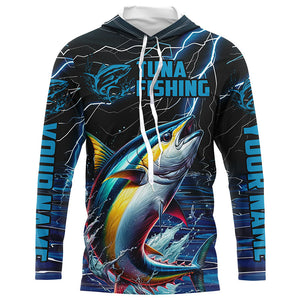 Blue Lightning Custom Yellowfin Tuna Long Sleeve Saltwater Fishing Shirts, Tuna Fishing Jerseys IPHW5997