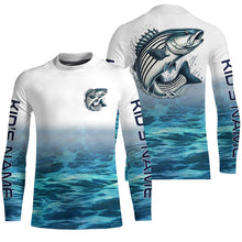 Load image into Gallery viewer, Personalized Striped Bass Long Sleeve Performance Fishing Shirts, Striper Fishing Jerseys IPHW6000