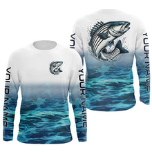 Load image into Gallery viewer, Personalized Striped Bass Long Sleeve Performance Fishing Shirts, Striper Fishing Jerseys IPHW6000