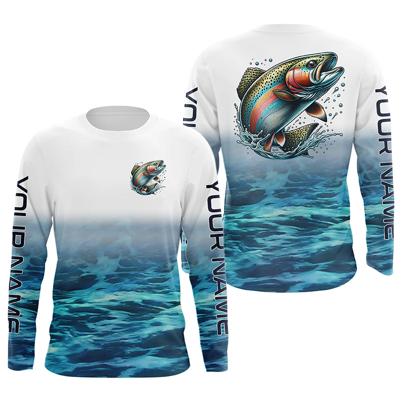 Rainbow Trout Fly Fishing Custom Long Sleeve Tournament Fishing Shirts, Trout Fishing Jerseys IPHW6003