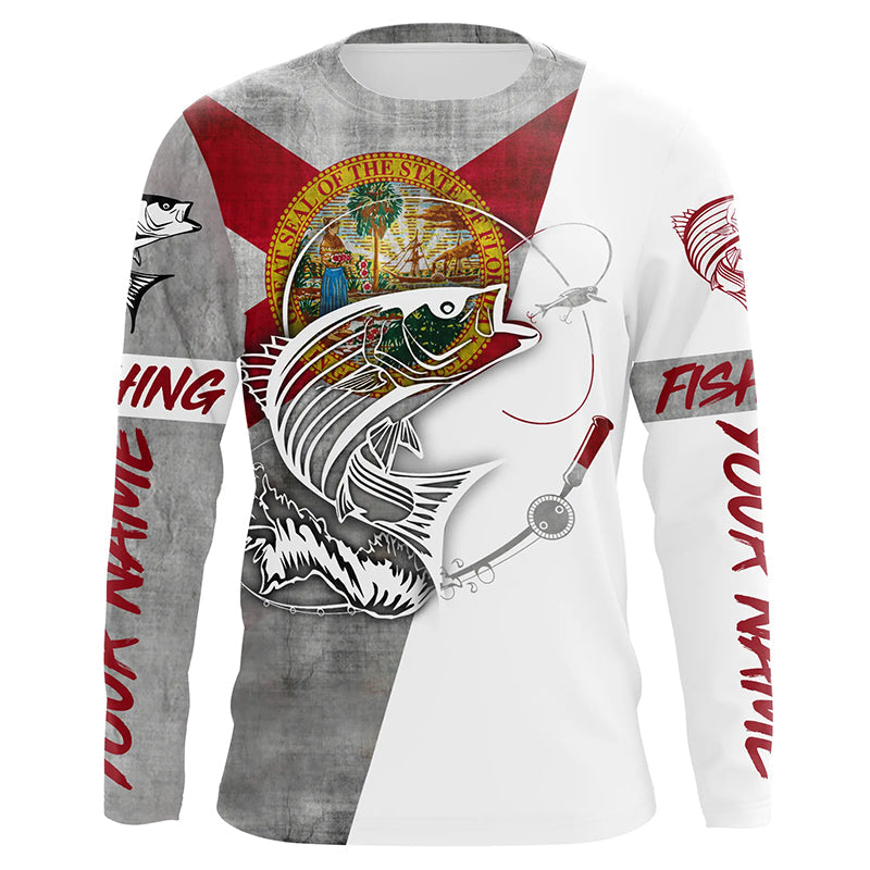 Florida Striped Bass Fishing tattoo Custom Fishing Shirts, FL Striped Bass Fishing jerseys IPHW3539