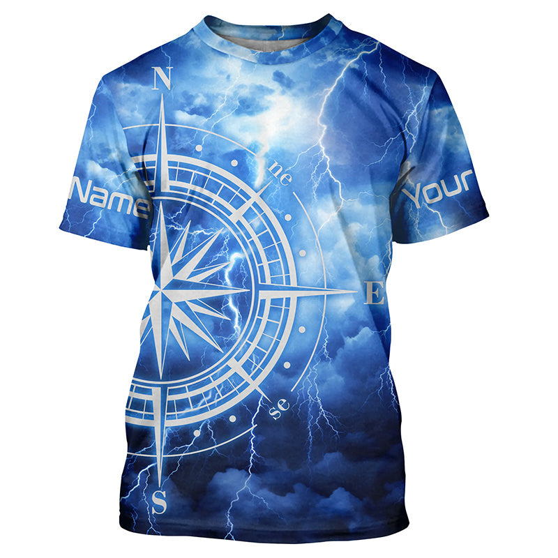 Load image into Gallery viewer, Custom Thunder Storm Compass Long Sleeve Performance Fishing Shirts, Deep Sea Fishing Shirts IPHW4950