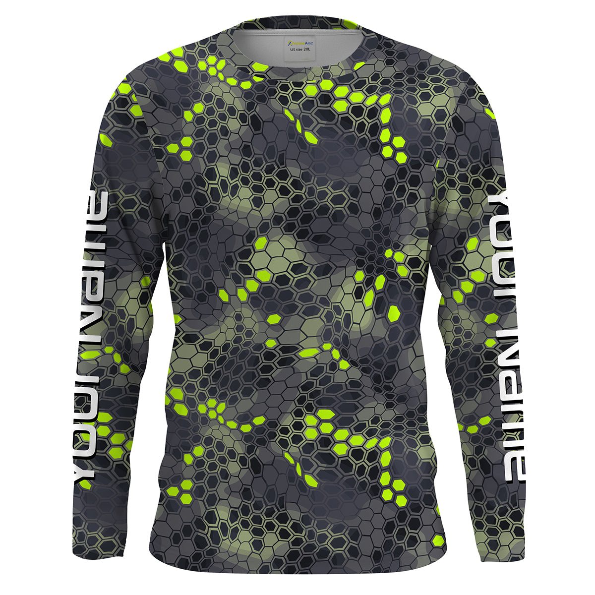 Black And Green Camo Custom Long Sleeve Performance Fishing Shirts