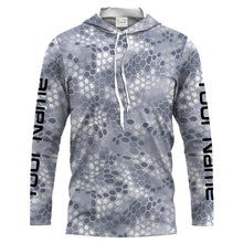 Load image into Gallery viewer, Gray Fishing Hunting camo Custom Long Sleeve performance Fishing Shirts UV Protection IPHW1547