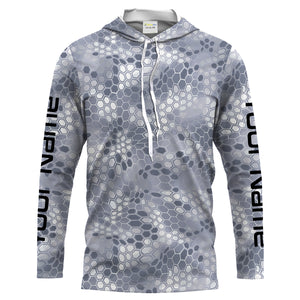 Gray Fishing Hunting camo Custom Long Sleeve performance Fishing Shirts UV Protection IPHW1547