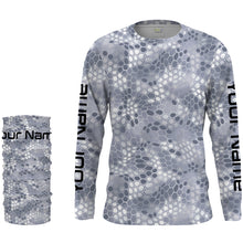 Load image into Gallery viewer, Gray Fishing Hunting camo Custom Long Sleeve performance Fishing Shirts UV Protection IPHW1547