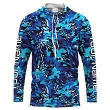 Load image into Gallery viewer, Blue Fishing Hunting camo Custom Long Sleeve performance Fishing Shirts UV Protection IPHW1549