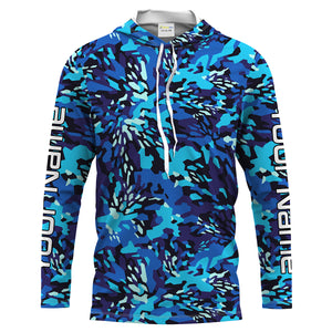 Blue Fishing Hunting camo Custom Long Sleeve performance Fishing Shirts UV Protection IPHW1549