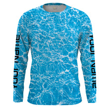 Load image into Gallery viewer, Blue ripped water camo Custom Long Sleeve performance Fishing Shirts UV Protection IPHW1550