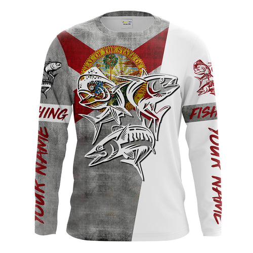 Florida Offshore Slam Mahi Mahi, Wahoo, Tuna Custom Long Sleeve Fishing Shirts Fishing Jerseys IPHW1654