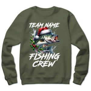 Custom Christmas Bass Fishing Team Shirts, Bass Fishing Crew Sweatshirt, Christmas Fishing Gifts IPHW5660