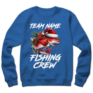 Custom Christmas Redfish Fishing Team Shirts, Red Drum Fishing Crew Sweatshirt, Christmas Fishing Gifts IPHW5663