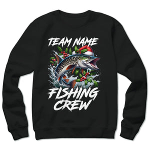 Custom Christmas Musky Fishing Team Shirts, Muskie Fishing Crew Sweatshirt, Christmas Fishing Gifts IPHW5665