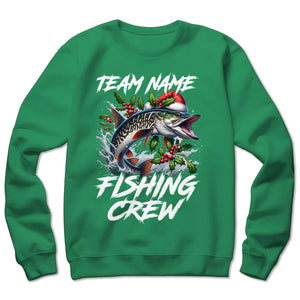 Custom Christmas Musky Fishing Team Shirts, Muskie Fishing Crew Sweatshirt, Christmas Fishing Gifts IPHW5665