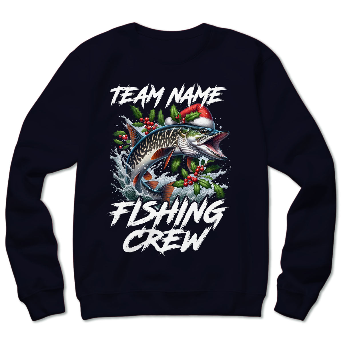 Custom Christmas Musky Fishing Team Shirts, Muskie Fishing Crew Sweatshirt, Christmas Fishing Gifts IPHW5665