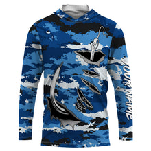 Load image into Gallery viewer, Fishing camo Fish hook Custom Long sleeve performance Fishing Shirts, blue camo Fishing jerseys IPHW2932