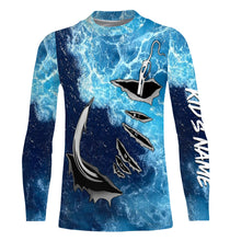 Load image into Gallery viewer, Fishing camo Fish hook Custom Long sleeve performance Fishing Shirts, sea waves camo Fishing jerseys IPHW2934