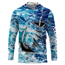 Load image into Gallery viewer, Fishing camo Fish hook Custom Long sleeve performance Fishing Shirts, sea waves camo Fishing jerseys IPHW2936