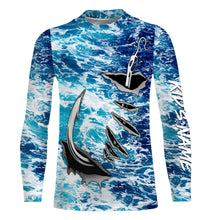 Load image into Gallery viewer, Fishing camo Fish hook Custom Long sleeve performance Fishing Shirts, sea waves camo Fishing jerseys IPHW2936