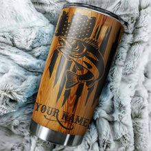 Load image into Gallery viewer, Walleye Fishing Tumbler American Flag Custom Stainless steel Tumbler cup | personalized Patriotic Fishing gifts 4th of July - IPHW33