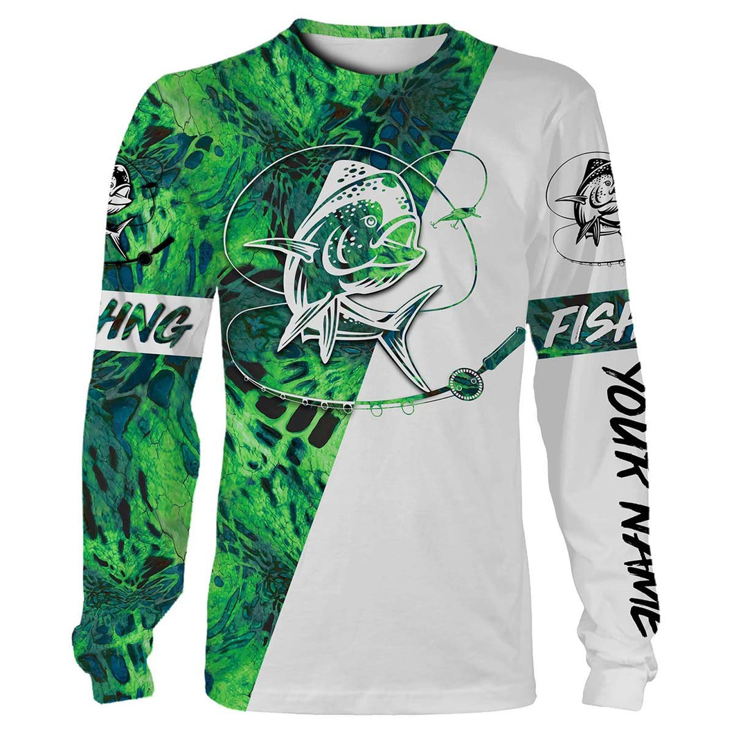 Mahi Mahi (Dorado) Fishing tattoo Mahi Camo Custom name All over print shirts Personalized Fishing gift for men, women and kid - IPH1351